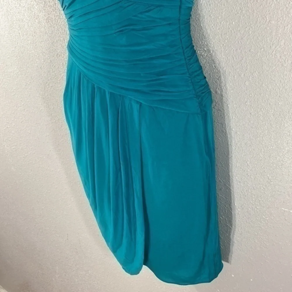 BCBGMaxazria Helyn Blue Jade gathered halter bodycon dress